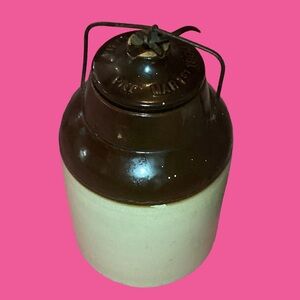 Antique Weir Stoneware Large Sized Crock: Primitive Salt Glazed Canning Jar 1892